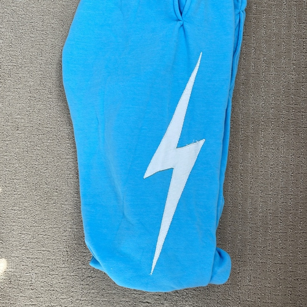 Aviator Nation Blue Lightning Bolt Stitch Men Joggers XL